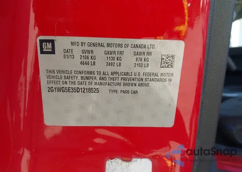 2013 Chevrolet Impala Lt from USA, damaged, VIN 2G1WG5E35D1218525